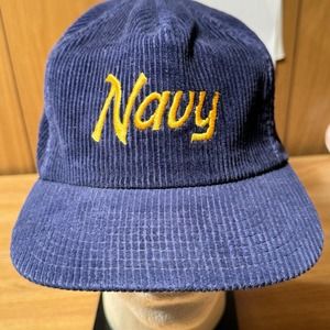 Vintage Sports Specialties Navy‎ Academy Corduroy Hat Strapback Zipback